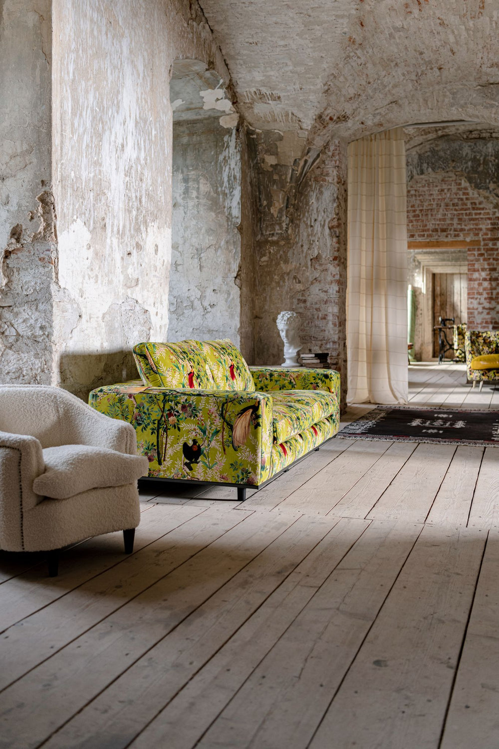 royal-garden-green-yellow-velvet-sofa-birds-flowers-modern-design-green-stitching-designer-luxury