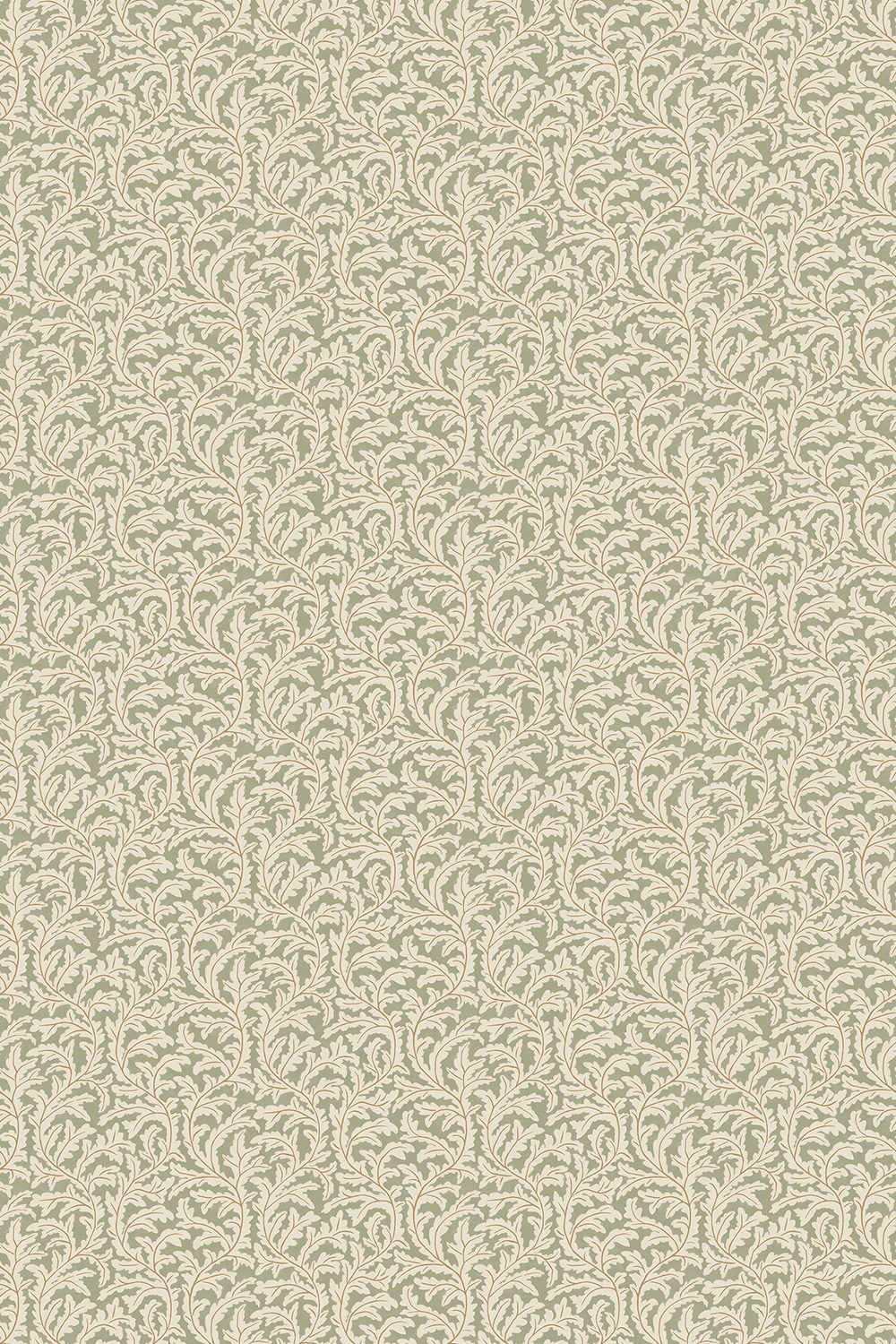 Frond Ogee Wallpaper - Brookes Green and Edge Sand