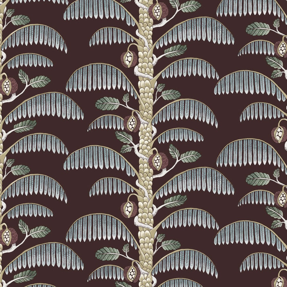 Palm Stripe Wallpaper in Spicer Brown