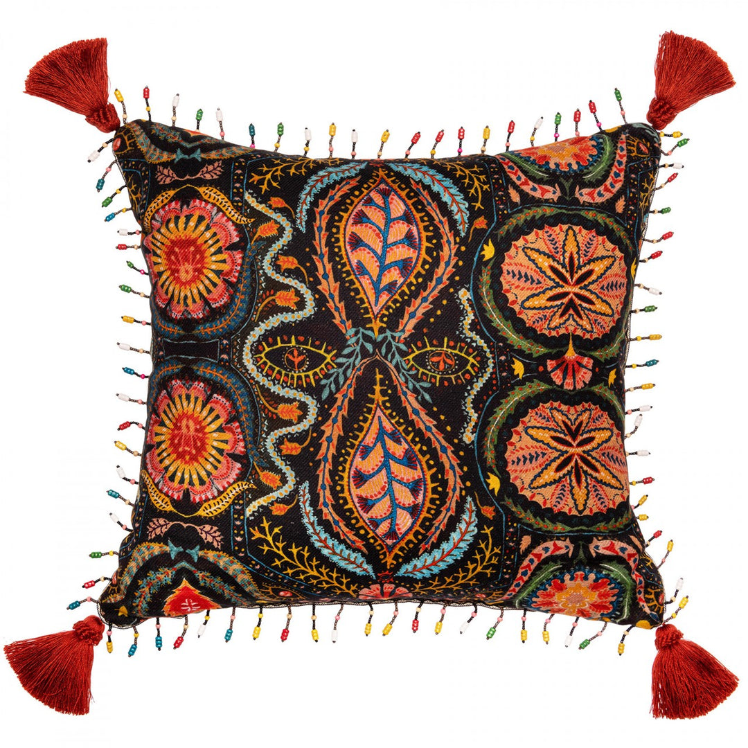 mind-the-gap-soul-sacrafice-cushion-50x50cm-woodstock-collection-phychedelic-print-pattern-tassel-beading-trim-duck-filled-spring2022
