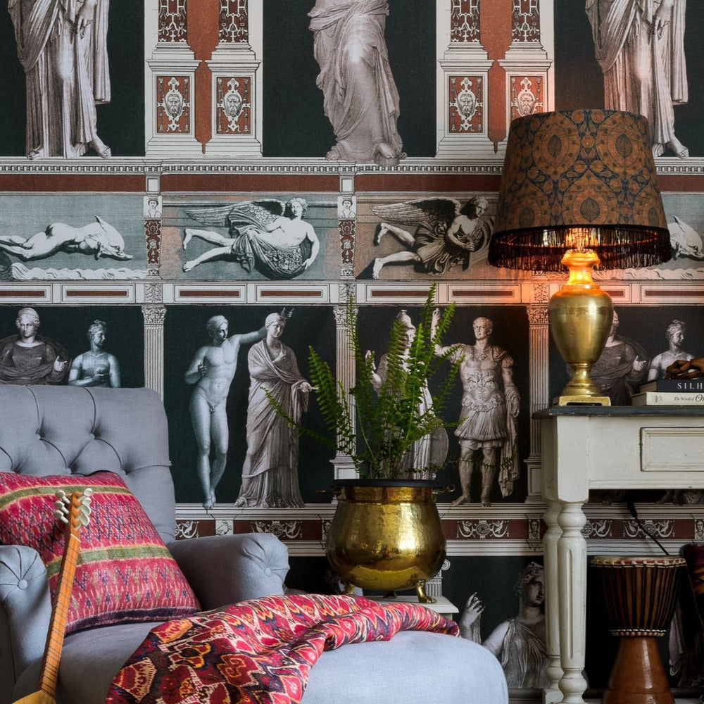 mind-the-gap-statues-antique-wallpaper-home-of-an-eccentric-man-collection-famous-french-statues-musee-royale-statement-maximalist-interior