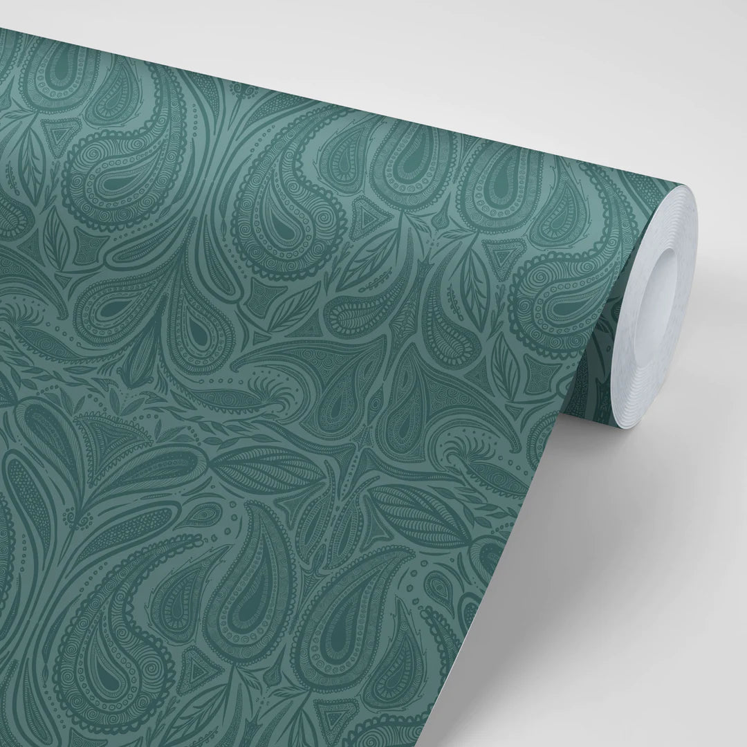 Tatie-lou-wallpaper-Margaux-large-scale-classic-paisley-tonal-print-teal-rich-teal-emerald-jewel-tones