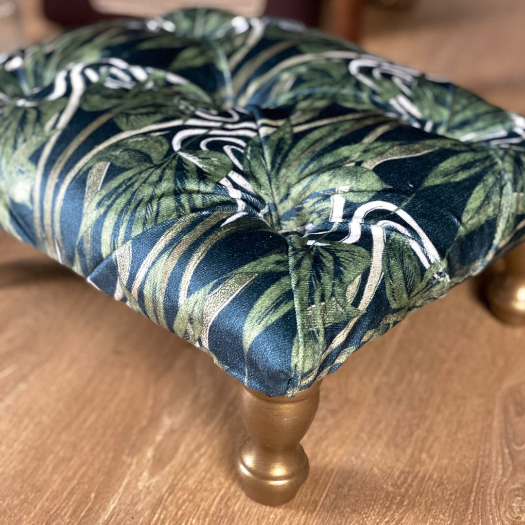 Scottish Chair and Footstool with Velvet upholstery