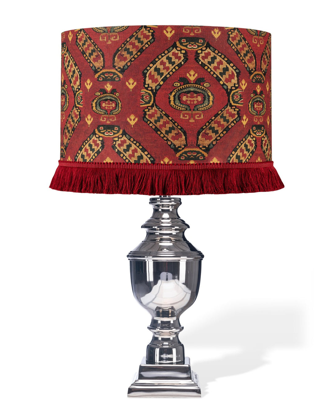 Mind-the-gap-tyrol-collection-roverto-red-linen-friged-detail-drum-standard-lamp-shade-apres-ski-alpine-chalet-cabin-