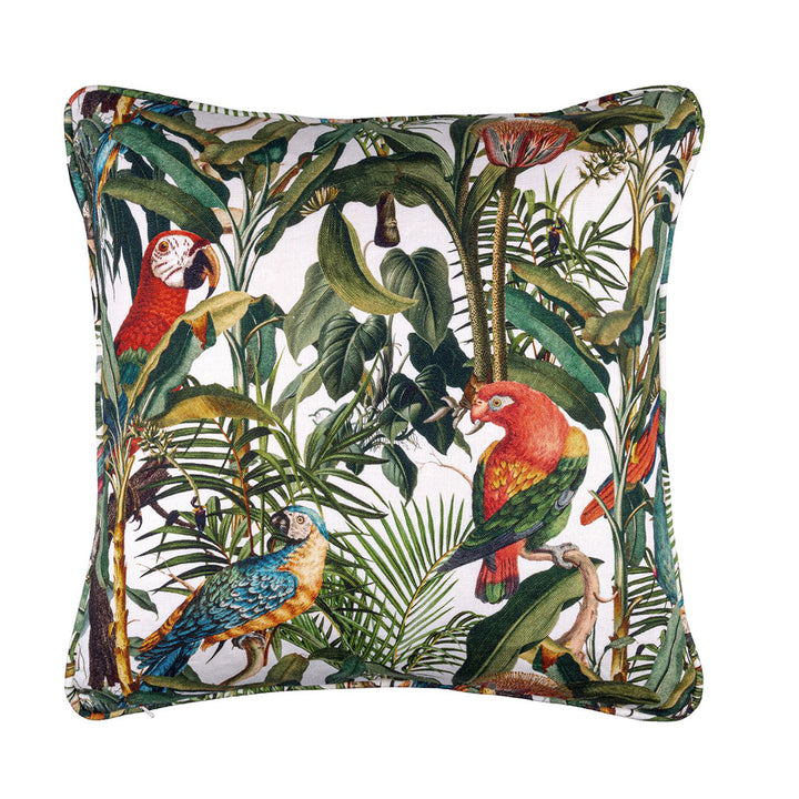 mind the gap embroidered cushion wandering the sea parrots fabric reverse side cushion