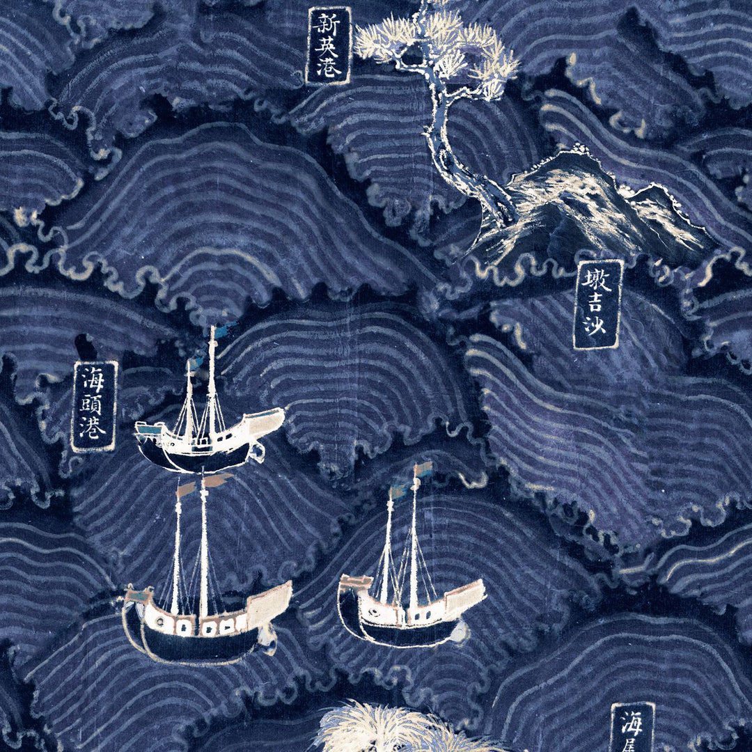 mind-the-gap-waves-of-tsushima-wallpaper-indigo-addiction-collection-indigo-white-blue-taupe-japanese-inspiration-woodblock-design-maximalist-statement-interior