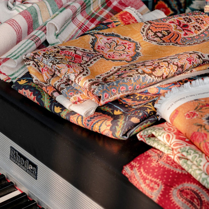 mind-the-gap-Woodstock-collection-gypsy-soul-paisley-fabric-linen-cotton-blend-upholstry-fabrics-tangerine-pink-blue